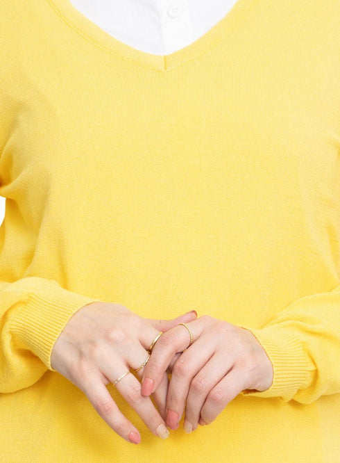 Lemon Verbana V - Neck Knit Pullover - Khotwh
